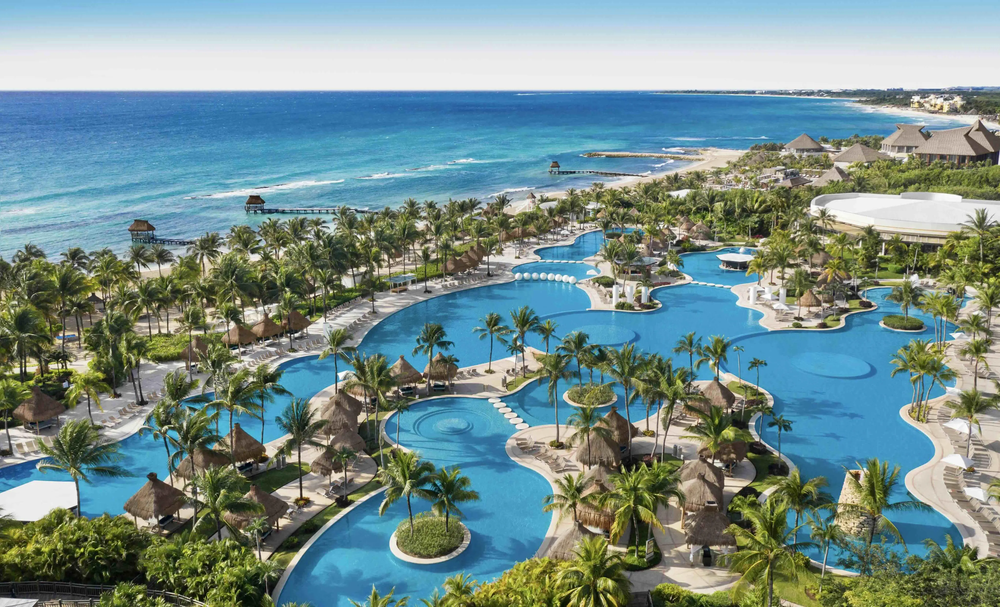 Oceanfront pools and palm trees at a VidantaWorld resort